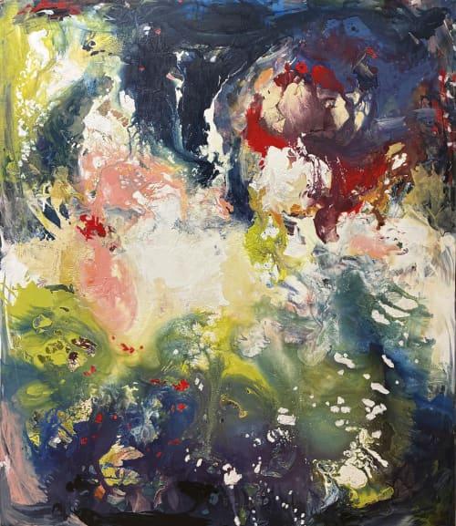 Florally inspired painting | Oil And Acrylic Painting in Paintings by Tom Hoitsma. Item composed of wood & canvas compatible with contemporary style