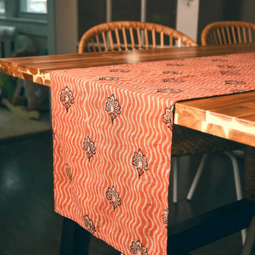 Coral Table Runner | Omelia | Linens & Bedding by ichcha. Item composed of cotton in boho or country & farmhouse style