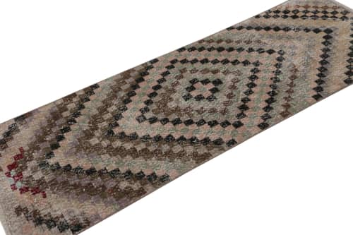 Vintage Zeki Müren Runner Rug in Polychrome Geometric | Area Rug in Rugs by Rug and Kilim