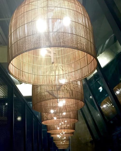 Aviary Hanging Lamps | Pendants by Hacienda Crafts Company, Inc. | Max’s Kabisera in Taguig. Item composed of fabric and fiber