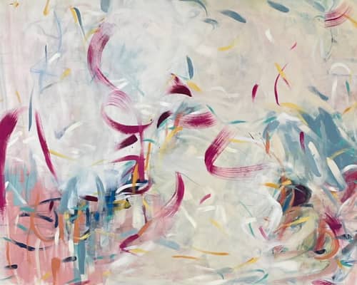 Dance Like the Weight Has Been Lifted | Oil And Acrylic Painting in Paintings by Roma Osowo. Item made of canvas compatible with mid century modern and contemporary style