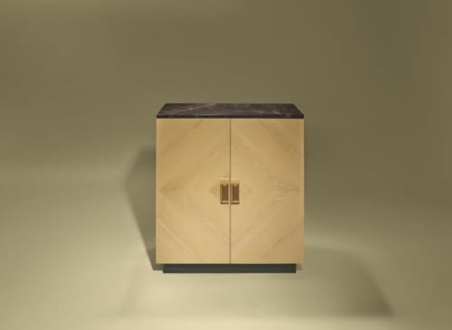 MILLER Bar Cabinet | Storage by Luisa Peixoto Design. Item made of marble with glass works with contemporary & eclectic & maximalism style