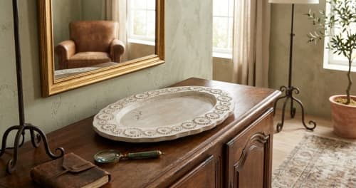 The Sunflower Trimmed Oval Platter | Decorative Tray in Decorative Objects by Famous Art Group Of Industries