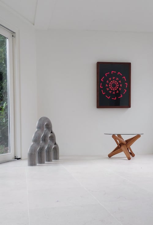 "TIMEWARP"  continuously changing wall-mounted artwork. | Digital Art in Art & Wall Decor by JAN PAUL. Item composed of bamboo and aluminum in mid century modern or contemporary style