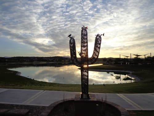 Spirit of the Saguaro | Public Sculptures by Don Kenworthy | Fountain Lake in Fountain Hills. Item made of brass