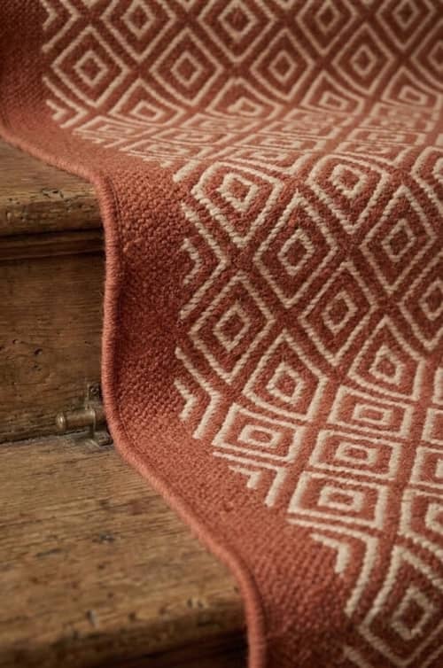 Handwoven Woolen Terracotta Runner Rug | Rugs by Evergreen Carpets. Item made of wool compatible with boho and minimalism style