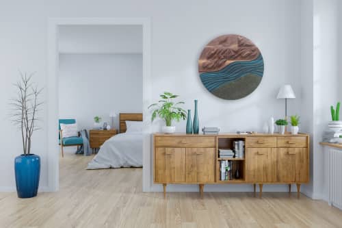 River Through The Highlands: 32" Diameter | Wall Sculpture in Wall Hangings by Craig Forget. Item composed of walnut in boho or mid century modern style