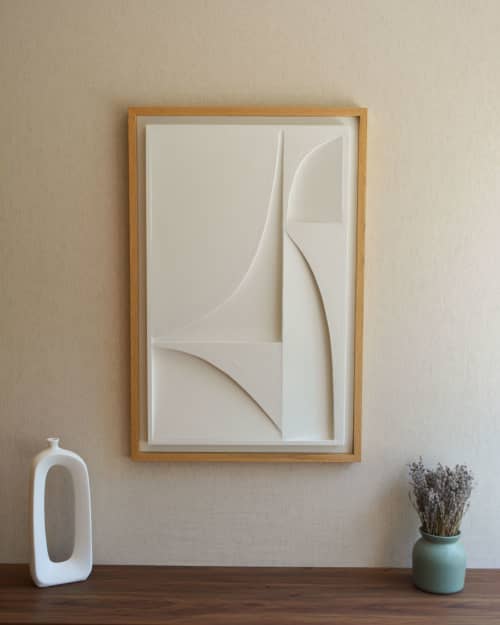 No. 115 Japandi Plaster Wall Relief - Scandinavian Decor | Wall Sculpture in Wall Hangings by Joseph A