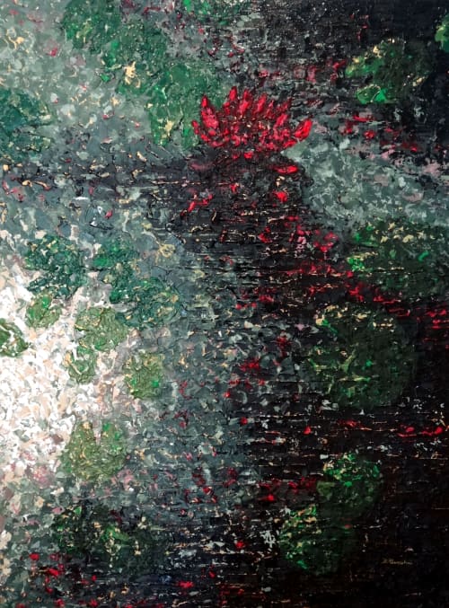 The Pond #2 | Oil And Acrylic Painting in Paintings by DANIELA PASQUALINI. Item composed of canvas and synthetic