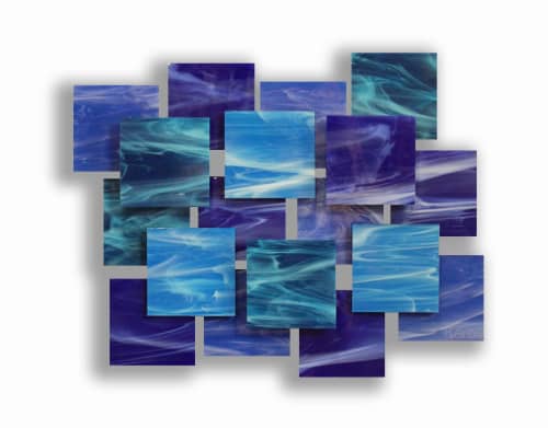 "Cascade" AP Glass and Metal Wall Sculpture | Wall Hangings by Karo Studios. Item composed of metal & glass