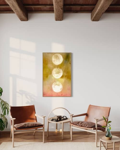 Many faces of the moon- abstract soak stain earthy colors an | Oil And Acrylic Painting in Paintings by Elisa Niva. Item compatible with boho and contemporary style