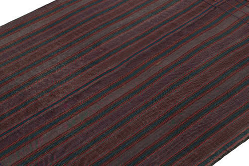Vintage Persian Kilim in Purple, Red and Blue Stripes | Area Rug in Rugs by Rug and Kilim
