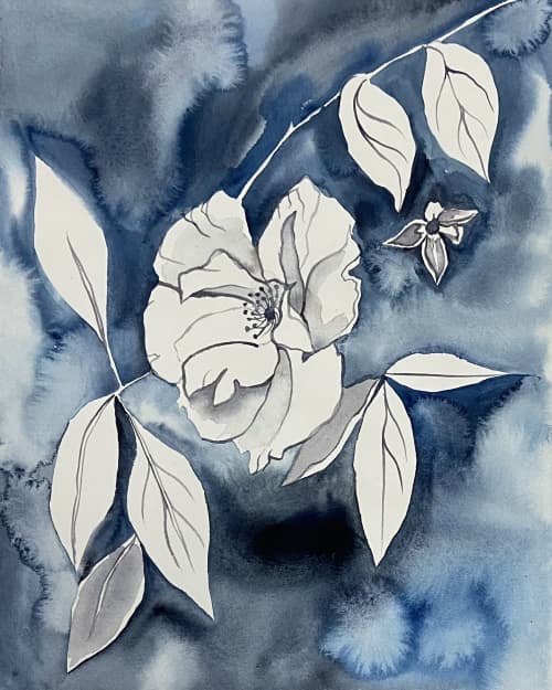 Wild Rose No. 15 : Original Watercolor Painting | Paintings by Elizabeth Beckerlily bouquet. Item made of paper compatible with contemporary and modern style