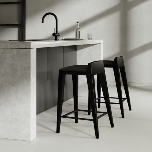 om16.1 black ash counter Stool | Chairs by olivier moravik. Item composed of wood and fabric in minimalism or contemporary style