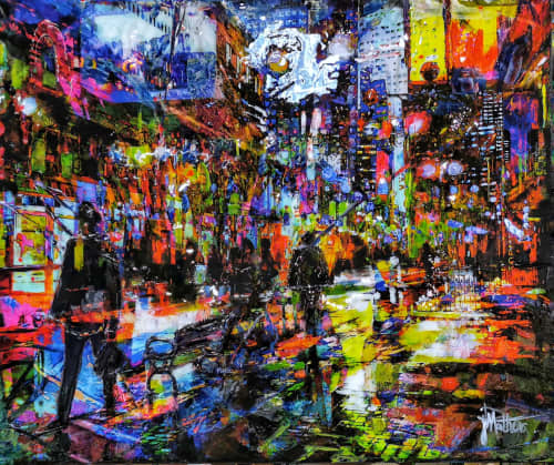 Morning Rush | Oil And Acrylic Painting in Paintings by Janice Mather. Item made of synthetic