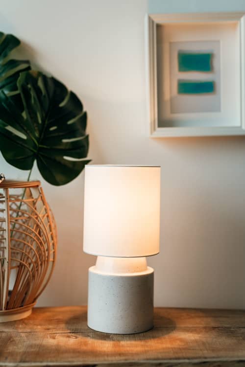 Chic bedside lamp - a form perfect for hotels, lobbies. | Table Lamp in Lamps by ENOceramics. Item composed of fabric & ceramic compatible with minimalism and country & farmhouse style