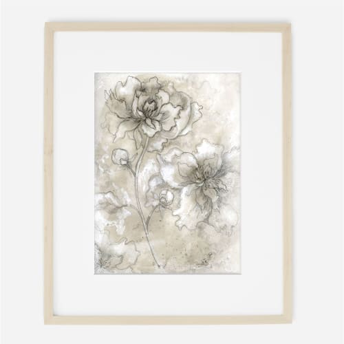 Encaustic Peony #1 - Floral Mixed Media Encaustic Wax Print | Prints by Jennifer Lorton Art. Item composed of paper in country & farmhouse or japandi style