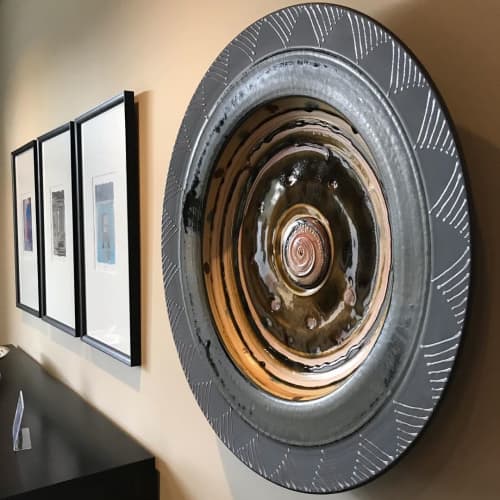 Large-Scale Ash Glaze Porcelain Plate | Wall Sculpture in Wall Hangings by Peter Flanagan. Item composed of ceramic