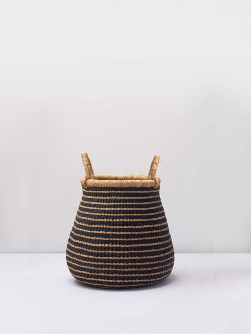 Niibi Baskets in Black/Natural | Storage Basket in Storage by AKETEKETE. Item made of fiber works with boho & minimalism style
