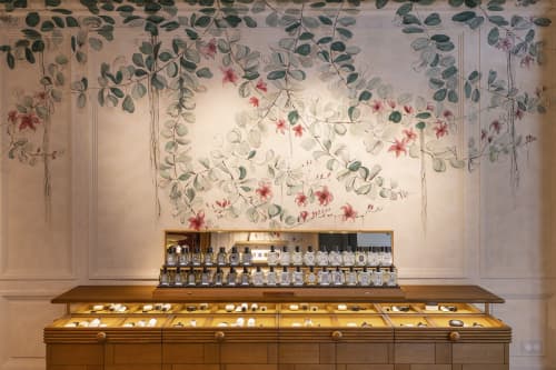 Bauhinia and Banyans Garden | Murals by Elsa Jeandedieu Studio. Item composed of stone in asian or traditional style