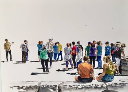 Untitled, Vista Crowd 2 | Oil And Acrylic Painting in Paintings by Arran Harvey | San Francisco in San Francisco. Item composed of paper and synthetic