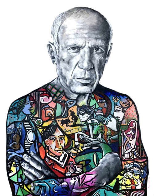 Pablo Picasso | Oil And Acrylic Painting in Paintings by Anthony Hernandez Art. Item made of canvas with synthetic