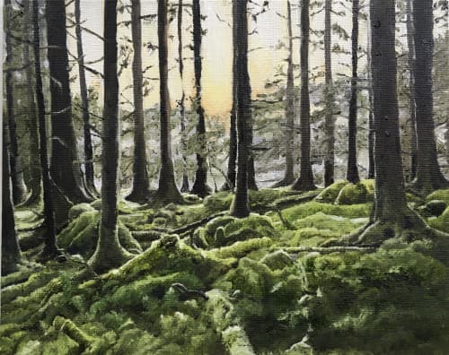 Mossy woodland painting | Oil And Acrylic Painting in Paintings by Coleman Senecal Art. Item composed of canvas & synthetic