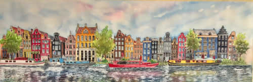 Springtime in Amsterdam | Oil And Acrylic Painting in Paintings by Maurice Dionne FINEART. Item made of synthetic