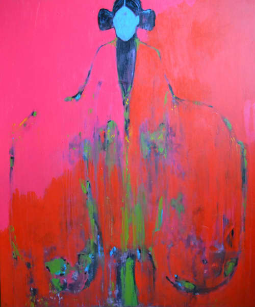 Burning Presence — Alienation Series | Paintings by Gela Mikava. Item composed of fabric in contemporary or eclectic & maximalism style