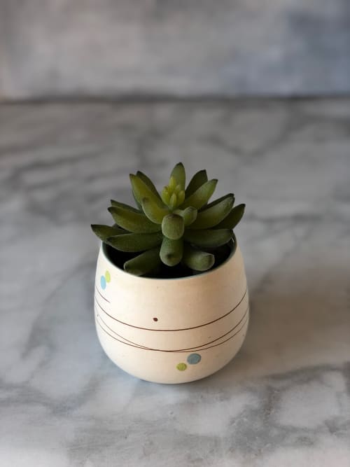 Playful-Dots Planter Pot | Vase in Vases & Vessels by Tomoko Ceramics. Item composed of stoneware