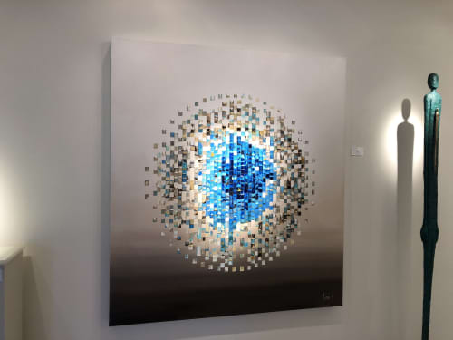Eclipse | Oil And Acrylic Painting in Paintings by Nina K. Item composed of canvas