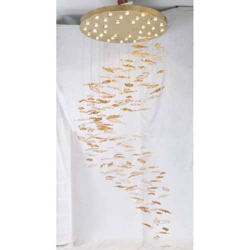 JT251 ELLIPSE LEAF FALL CHANDELIER | Chandeliers by alanmizrahilighting | New York in New York. Item composed of brass