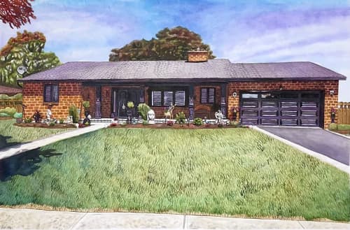 House #4 - acrylic ink drawing | Paintings by Melissa Patel