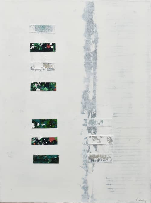 Sudden Chill - Acrylic and collage on canvas | Paintings by Lisa Fine Art. Item made of canvas works with minimalism & mid century modern style