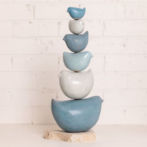 Bird Totem | Sculptures by Shellie Christian Ceramics. Item composed of ceramic in contemporary or coastal style