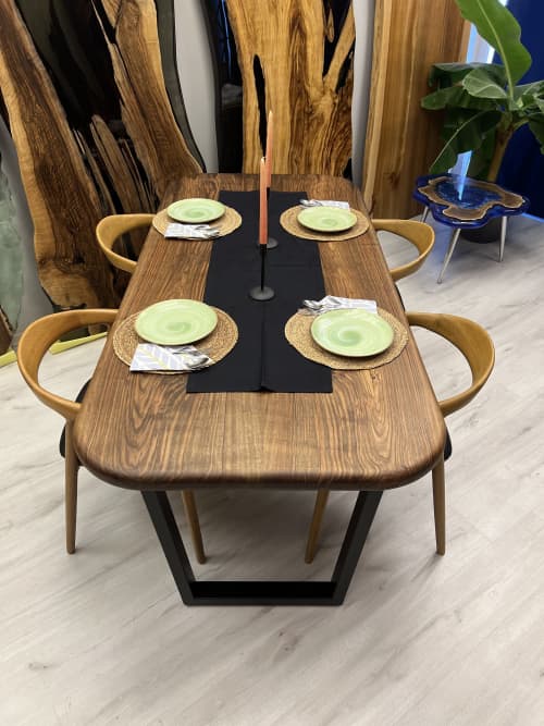 Solid dining table, Kitchen table, walnut dining room table | Tables by Brave Wood. Item made of walnut & metal