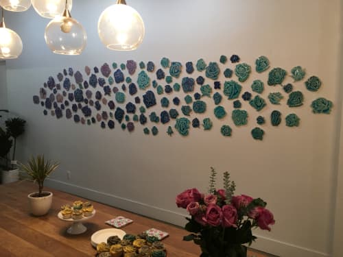 Rose Installation consisting of rose tiles | Art & Wall Decor by Sue Barry tiles | Two Guns Espresso in Manhattan Beach