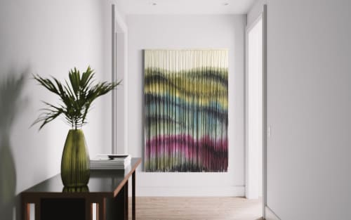 WARP Large Colorful Abstract Textile Wall Hanging | Macrame Wall Hanging in Wall Hangings by Wallflowers Hanging Art. Item composed of oak wood & wool compatible with boho and mid century modern style