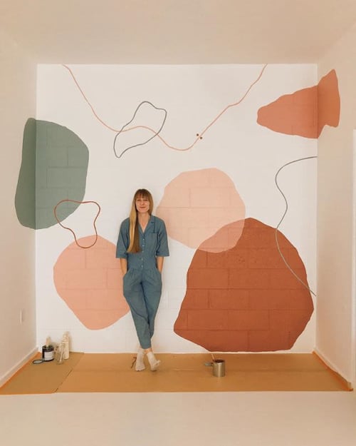 Abstract Interior Mural by Tiffany Lusteg at Christina Sfez, San Diego