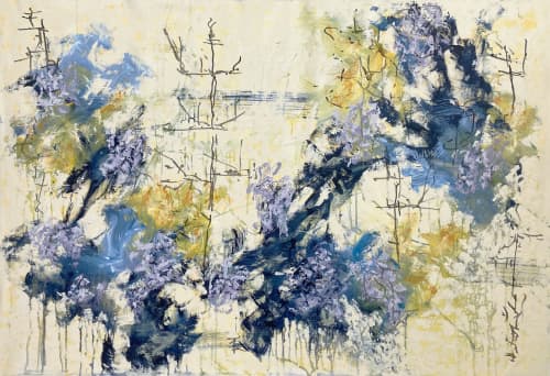 Botánica 17-1 | Oil And Acrylic Painting in Paintings by DAVID SKILLICORN - American Abstract Painter. Item made of canvas