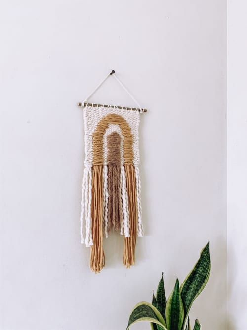 Handmade Rainbow Inspired Woven Wall Hanging Decor | Macrame Wall Hanging in Wall Hangings by Hippie & Fringe. Item made of fiber compatible with boho and art deco style