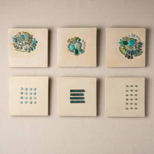 Beach Walk Ceramic and Mosaic Wall Art | Art & Wall Decor by Clare and Romy Studio. Item composed of ceramic & glass compatible with boho and minimalism style