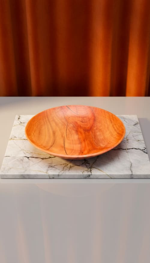 Pear Wood Bowl with Blue Resin | Handcrafted Luxury Art | Decorative Bowl in Decorative Objects by Holzkunst Samuel Meisinger. Item composed of wood and synthetic
