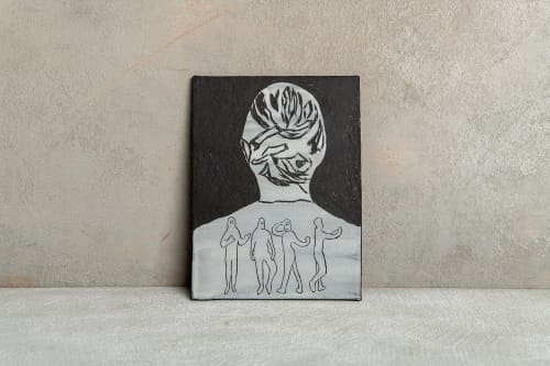 Black Ceramic Wall Hanging Tile | Engraving in Art & Wall Decor by ShellyClayspot. Item composed of stoneware