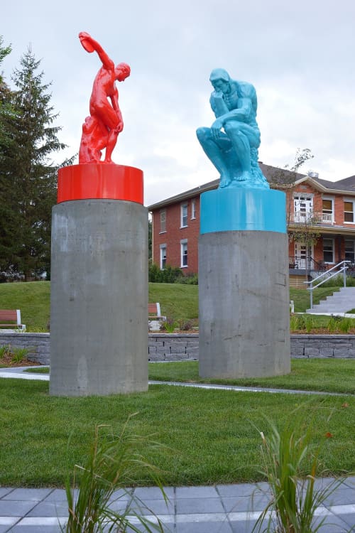 DE L'EAU SUR LE FEU | Public Sculptures by COOKE-SASSEVILLE. Item made of bronze with stone