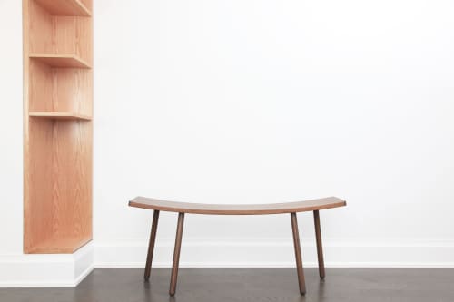Bent Bench - Short - Walnut | Benches & Ottomans by Hyfen by HCWD Studio. Item made of wood