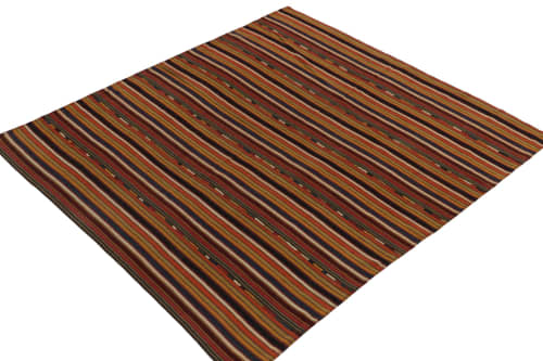 1950s Vintage Turkish Kilim rug in Multicolor Stripes | Area Rug in Rugs by Rug and Kilim