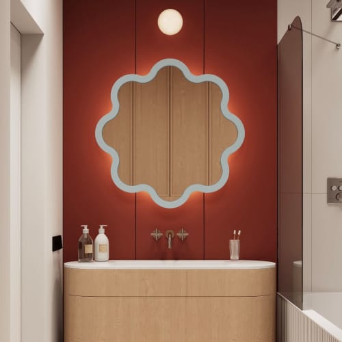 Hvyli Round - Wavy Mirror | Decorative Objects by oitoproducts. Item composed of wood & glass compatible with minimalism and contemporary style
