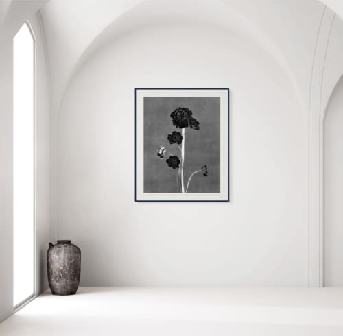 Black Blooms - floral photography, Ed. 10 | Photography by Ugne Pouwell. Item made of paper works with minimalism & japandi style
