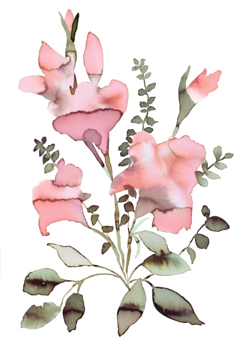 Floral No. 34 : Original Watercolor Painting | Paintings by Elizabeth Becker. Item made of paper compatible with boho and minimalism style